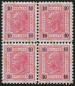 Preview: ANK 085, 86, 87 & 89 Österreich 1901/1902 – Friedl-Zähnungen – 4er-Block-Satz – selten