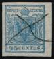 Preview: ANK LV 005 I g LOMBARDY-VENETIA, Definitive Stamp Issue 1850 45 Centesimi light blue, handmade paper, Type I