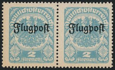 ANK (5) Paar Plattenfehler Flugpost 1922 nicht verausgabt PF (5) I.