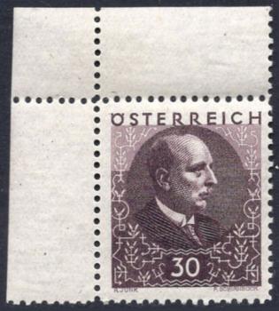 ANK 0512-0517 "Wilhelm Miklas" mint never hinged upper left corner edge pieces