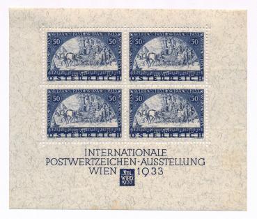 ANK 555 A "WIPA Block" WITH COVER 1933, 4 pieces of 50 + 50 Gr. violet-blue