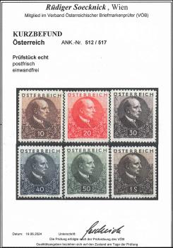 Preview: ANK 0512–517 “Wilhelm Miklas” – Federal President from 1928–1938