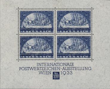 ANK 555 A "WIPA Block" WITH ENVELOPE 1933, 4 × 50+50 Groschen violet-blue