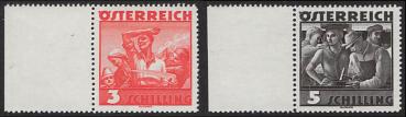ANK 0586–587 Austrian Folk Costumes 1934/36 left margin pieces