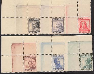 ANK 0591–596 Famous Architects 1934 – Upper left corner pieces