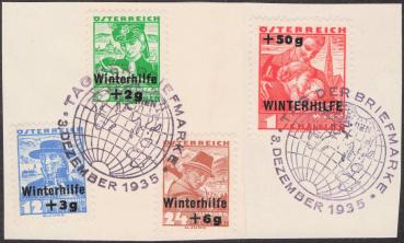 ANK 0613-616 "Winterhilfe" 2. Ausgabe 1935 auf Briefstück