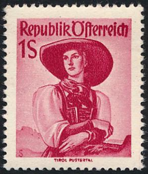 ANK 0905 „Österreichische Volkstrachten“ – 1 Schilling rot – postfrisch