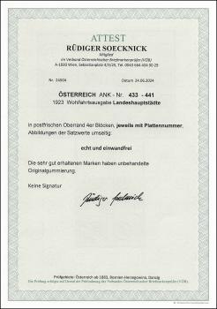 Preview: ANK 0433-441 1923 Wohlfahrtsausgabe Landeshauptstädte - 4er Blocks Randstücke oben - TOP Werte geprüft