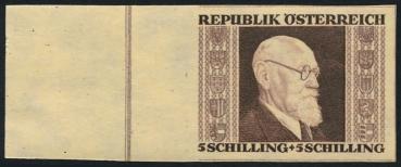 ANK 780 B - 783 B "Renner Satz aus Kleinbogen" 1946 jeweils geschnitten auf Japanpapier