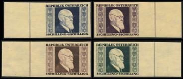 ANK 780 B - 783 B "Renner Satz aus Kleinbogen" 1946 jeweils geschnitten auf Japanpapier