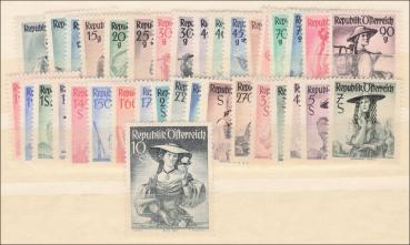 ANK 0887-0923 Österreichische Volkstrachten 1948/1952 komplett postfrisch - 3 TOP Werte geprüft