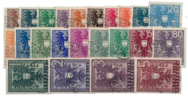 ANK 714–736 Austria 1945 – “Coat of Arms Design” – Complete Used Set