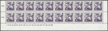 ANK 1090 Österreich 1957/70 – 20 Groschen „Bauwerke und Baudenkmäler“ – Symbolzahlen-20er-Streifen