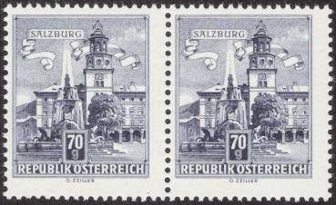 ANK 1095 Freimarkenausgabe "Bauwerke und Baudenkmäler" 70 Gr. im Paar Markenbild verschoben