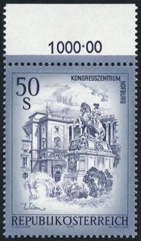 ANK 1601b Österreich 1998 – 50 Schilling „Schönes Österreich“ blaugrau – postfrisch mit Randziffer 1000,00 und Foto-Kurzbefund