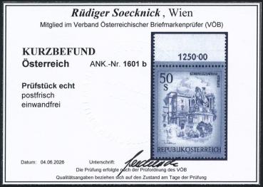 Preview: ANK 1601b Österreich 1998 – 50 Schilling „Schönes Österreich“ blaugrau – postfrisch mit Randziffer 1250,00 und Foto-Kurzbefund