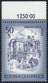 ANK 1601b Österreich 1998 – 50 Schilling „Schönes Österreich“ blaugrau – postfrisch mit Randziffer 1250,00 und Foto-Kurzbefund
