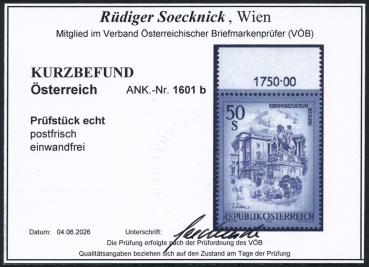 Preview: ANK 1601b Österreich 1998 – 50 Schilling „Schönes Österreich“ blaugrau – postfrisch mit Randziffer 1750,00 und Foto-Kurzbefund