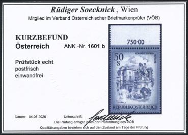 Preview: ANK 1601b Österreich 1998 – 50 Schilling „Schönes Österreich“ blaugrau – postfrisch mit Randziffer 750,00 und Foto-Kurzbefund