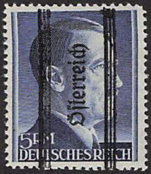 ANK 696 II 1945 5 RM Grazer Aushilfsausgabe mit „magerem“ Aufdruck (16,25 mm)