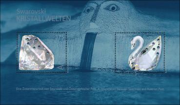 ANK 2529–2530 Österreich 2004 – Block 28 „Marke mit Kristall – Swarovski Glaskunst“ – Innovative Briefmarken – postfrisch