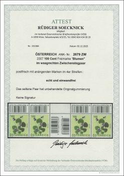 ANK 2679 ZW – Austria 2007 – 100 Cent “Flowers: Violet” – rare upper gutter pair