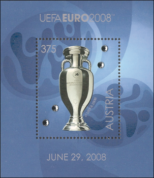 ANK 2779 Österreich 2008 – Block 49 „UEFA EURO 2008“ – Mit Swarovski-Kristallen – Innovative Briefmarke – postfrisch