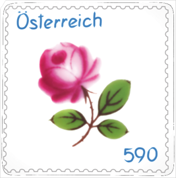 ANK 3156 Österreich 2014 – Porzellanmarke „Wiener Rose“ – Siebdruck auf Augarten Porzellan