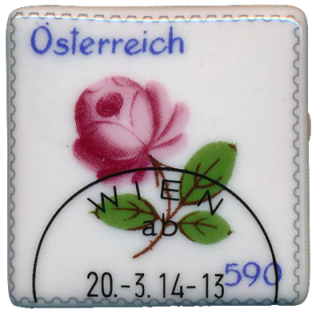 ANK 3156 Österreich 2014 – Porzellanmarke „Wiener Rose“ – Siebdruck auf Augarten Porzellan – gestempelt