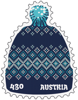 ANK 3645 Österreich 2022 – Wollhaube – Selbstklebende Sondermarke in Form einer Strickmütze