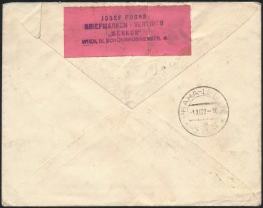 Flugpostbrief 1922 Wien - Prag RECO echt gelaufen