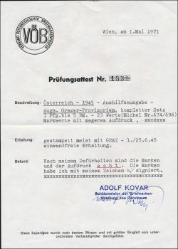 Preview: ANK 674 - 692 Grazer Aushilfsausgabe 1945 alle Werte, gestempelt