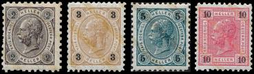 ANK 085, 86, 87 & 89 Österreich 1901/1902 – Friedl-Zähnungen – Satz mit 4 Werten – selten