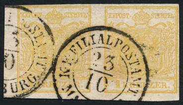 ANK 001 Type M I 1 Kreuzer 1850/54 in horizontal pair