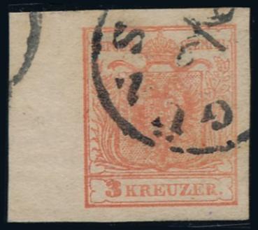 ANK 003 Type M III 3 Kreuzer 1850/54