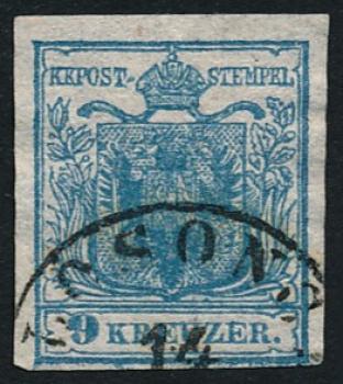 ANK 005 H IIc 9 Kreuzer 1850 gestempelt