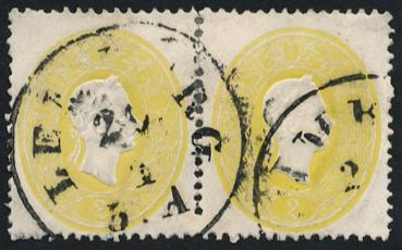 ANK 018 2 Kreuzer 1861 in horizontal pair