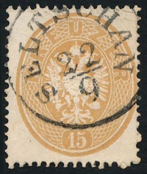 ANK 028 a 15 Kreuzer 1863 gestempelt