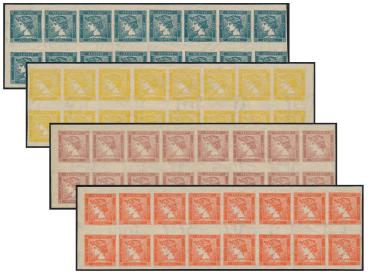 ANK ND 06–09 Österreich – Zeitungsstempel-Neudrucke – 16er-Einheiten mit Wasserzeichen – sehr selten