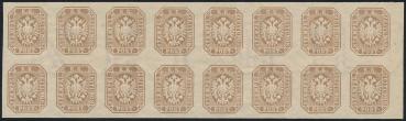 ANK ND 29 Österreich – Zeitungsstempel-Neudruck – 16er-Einheit mit Wasserzeichen „ZEITUNG“ – sehr selten