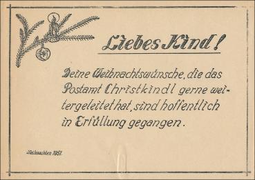 ANK KB 01 Kinderbrief Christkindl Nummer 1 Saison 1951/1952