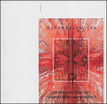 ANK 2681 / Block 40 2007 100 Cent Blockausgabe „Moderne Kunst (Hermann Nitsch)“ Vorlagestück