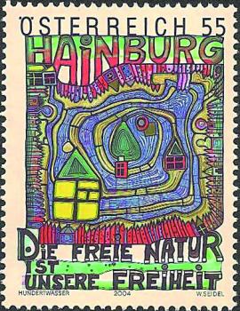 4 pieces of Hundertwasser stamps