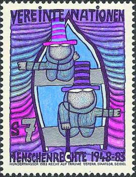4 pieces of Hundertwasser stamps