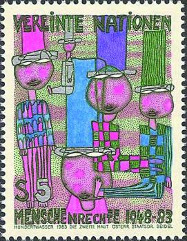 4 pieces of Hundertwasser stamps