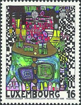 4 pieces of Hundertwasser stamps