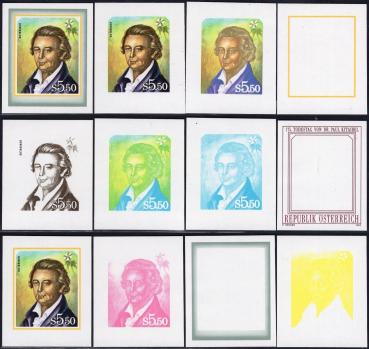 ANK 2085 U + Ph U – 2088 U + Ph U Naturwissenschaflter komplette Serie = 4 Marken UNGEZÄHNT