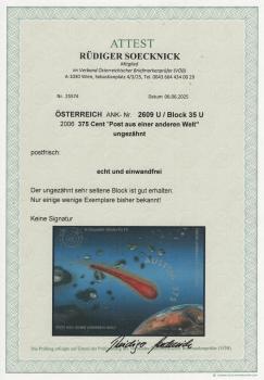 ANK 2609 U / ANK Block 35 U Blockausgabe: Post aus einer anderen Welt UNGEZÄHNT