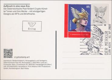 ANK 3671-3674 from souvenir sheet 134. 4 postcards "The Mercury 2022"