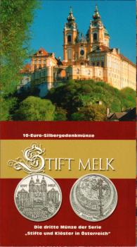 Melk Abbey folder with 10 Euro silver commemorative coin
